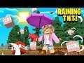 MINECRAFT .... but it's RAINING TNT !! | Little Kelly -vs- Sharky