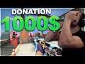 Getting Donated 1000$ While Trying To Clutch A Game #CSGO #Twitch #Streamer