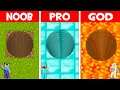 SECRET TUNNEL BASE! PIT HOUSE BUILD CHALLENGE in Minecraft NOOB vs PRO vs GOD (Animation)