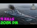 World of WarShips | West Virginia 1941 | 9 KILLS | 208K Damage - Replay Gameplay 4K 60 fps