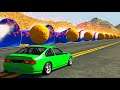 BeamNG.drive - Giant Cheese Ball Cannons against High Speed Cars