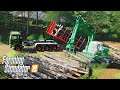Farming simulator 2019 - Loading logs with Excavator Liebherr 902, log trailer it runner