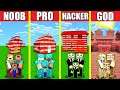 Minecraft Battle: TNT HOUSE BUILD CHALLENGE - NOOB vs PRO vs HACKER vs GOD Animation EXPLOSION BOMB