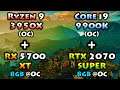 Ryzen 9 3950X OC + RX 5700 XT OC vs Core i9 9900K OC + RTX 2070 SUPER OC