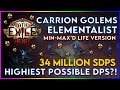 Carrion Golems Elementalist Life Version Min Maxed Build Guide for 3.12 Heist League - 34 mil sDPS!
