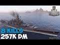 World of WarShips | Massachusetts B | 8 KILLS | 257K Damage - Replay Gameplay 4K  60 fps