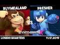 BuyMeALamp (Donkey Kong/Link/Shulk) vs Presher (Megaman) | Losers Quarters | Synthwave X #10