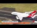 Qantas A380 Homecoming - VH-OQB - Landing at Sydney Airport.