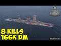 World of WarShips | Hyuga | 8 KILLS | 166K Damage - Replay Gameplay 4K 60 fps