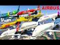 GTA V: Every Airbus Airplanes Emergency Landing on the Wet Runway Stunning Compilation