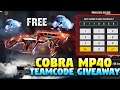 FREE FIRE LIVE COBRA MP40 GIVEAWAY | TEAM CODE COBRA MP40 GIVEAWAY | COBRA MP40 TEAM CODE GIVEAWAY