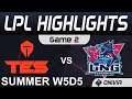 TES vs LNG Highlights Game 2 LPL Summer Season 2020 W5D5 Top Esports vs LNG Esports by Onivia