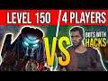 4 PLAYERS that are BOTS with HACKS vs LEVEL 150 PREDATOR "I am so confused?"