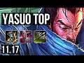 YASUO vs MORDEKAISER (TOP) | 7/0/1, 2.6M mastery, 1000+ games, Godlike | KR Diamond | v11.17
