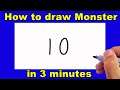 How to turn number 10 into Monster step by step for beginners