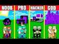 Minecraft Battle: NETHER PORTAL HOUSE BUILD CHALLENGE - NOOB vs PRO vs HACKER vs GOD / Animation END