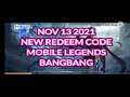 NOV 13 2021 - NEW REDEEM CODE MOBILE LEGENDS BANGBANG