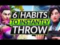 6 BAD HABITS that THROW YOUR GAMES - LOW ELO Mistakes - Valorant Guide