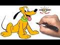 how to draw pluto the dog from Mickey mouse step by step