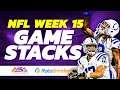 NFL DFS TOP GPP GAME STACKS DRAFTKINGS WEEK 15: ADVANCED SPORTS ANALYTICS - ROTOGRINDERS