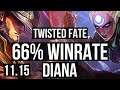 TWISTED FATE vs DIANA (MID) | 3/0/8, 66% winrate | BR Grandmaster | v11.15