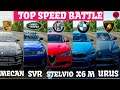 Top Fastest SUV Cars Lambo Urus vs Porsche Macan vs BMW X6 M vs AlfaRomeo Stelvio vs Range Rover SVR