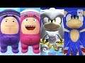 Oddbods Racing Jeff and Newt vs Sonic Dash Silver and Sonic
