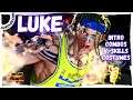 Street Fighter V 👊 Luke - All Costumes, intro, V-Skills, Combos (Nov 2021)