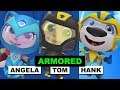 Armored Talking Tom Heroes Blue Angela, Black Tom and Yellow Hank