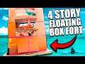 24 Hour 4 Story Tall Floating Box Fort Challenge! This Is INSANE!