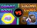 Gummy Boots VS Coconut Clogs!! What is better?? | Roblox Bee Swarm Simulator