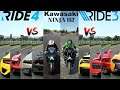 Kawasaki Ninja H2 Vs Top Upgraded Super Cars | Ride 3 Vs Ride 4 | Which Is Fastest Ninja H2  |