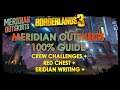 Borderlands 3 - Meridian Outskirts 100% (Crew Challenges + Red Chest + Eridian Writing) (Guide)