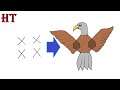 How To Draw An Eagle With 4×4 Dots Step by Step || How to draw a bald Eagle (flying) Easy