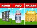 Noob vs. Pro vs. Hacker : GIANT LUXURY HOTEL BUILD CHALLENGE! In Minecraft Animation