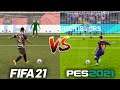 FIFA 21 vs PES 2021 - PÊNALTIS Comparação