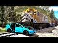 GTA5 FLYING CAR JUMP MUNTAIN STUNT CRASH TRAIN 4K