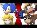 SSBU - Sonic (me) and Peach vs Fake Diddy Kong and Fake Duck Hunt