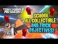 ALL SCHOOL COLLECTIBLES, TRICK OBJECTIVES, & GOALS! | Tony Hawk's Pro Skater 1+2