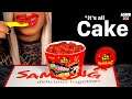ASMR EATING REALISTIC CAKE 2x SAMYANG SPICY NOODLES | EDIBLE TUB, SPOON | ILLUSION CAKE MUKBANG먹바
