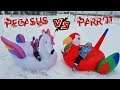 BEST SNOW DAY EVER!! Sledding on Inflatable Floaties! Pegasus vs Parrot Pool Float Toys