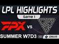 FPX vs OMG Highlights Game 1 LPL Summer Season 2021 W7D3 FunPlus Phoenix vs Oh My God by Onivia