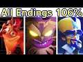 All Endings in Crash Bandicoot 4: It's About Time (99%, 100% & 106% Secret)