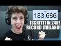 RECORD ITALIANO: 183.686 ISCRITTI in UN GIORNO!!