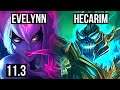 EVELYNN vs HECARIM (JUNGLE) | Legendary, 26/2/4, 7 solo kills, 900+ games | KR Diamond | v11.3