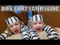 Terrifying Box Fort Stair Slide Challenge!!! Stair Slide After Prison Escape!!!