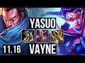 YASUO & Gragas vs VAYNE & Thresh (ADC) | 13/1/12, 2.4M mastery, Legendary | KR Master | v11.16