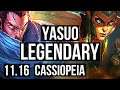YASUO vs CASSIOPEIA (MID) | 12/0/2, 2.4M mastery, Legendary | KR Diamond | v11.16