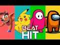 BEAT HIT MOBILE GAME | Crash Bandicoot vs Pikachu vs Fall Guys vs Among Us | Panthera Plays
