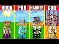Minecraft Battle: SECURE PRISON HOUSE BUILD CHALLENGE - NOOB vs PRO vs HACKER vs GOD / Animation